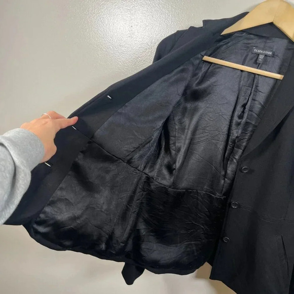Eileen Fisher Ponte Knit Blazer Jacket Size XS Black Career Work Office Business - Picture 8 of 11